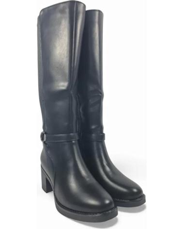 BOTA ALTA TIMBOS MUJER TACÓN HEBILLA NEGRO NEGRO
