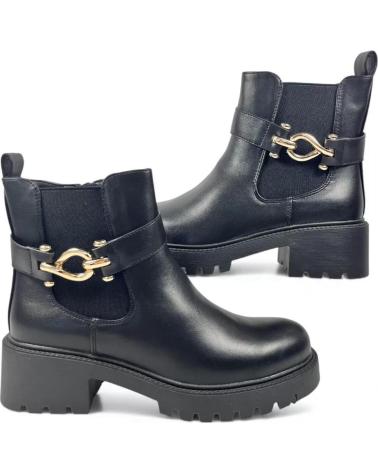 BOTÍN TACON PLATAFORMA TIMBOS MUJER 132320 NEGRO CON HEBILLA NEGRO