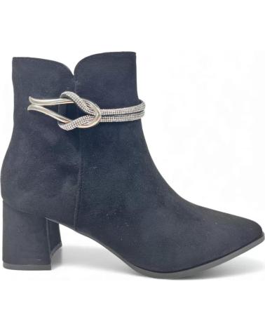 BOTÍN TACÓN TIMBOS 132313 MUJER NEGRO CON DETALLE BRILLANTE NEGRO