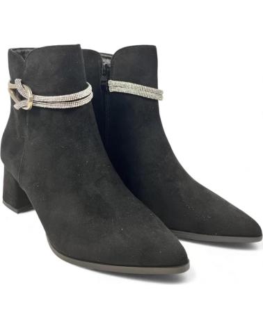 BOTÍN TACÓN TIMBOS 132313 MUJER NEGRO CON DETALLE BRILLANTE NEGRO