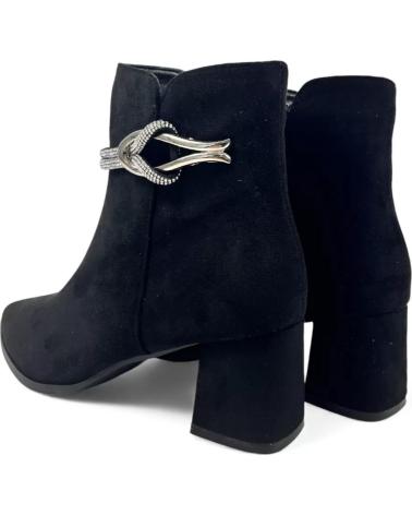 BOTÍN TACÓN TIMBOS 132313 MUJER NEGRO CON DETALLE BRILLANTE NEGRO