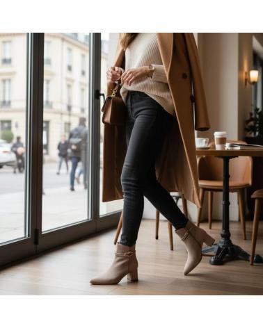 BOTÍN TACÓN MUJER TIMBOS 132312 CAQUI MARRóN