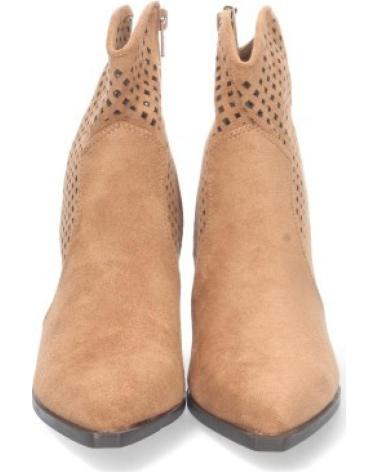 BOTAS DE MUJER SPORT3PUNTO0 A-2214 CAMEL CON DISEÑO TROQUELADO Y TACÓN GRUESO VARIOS COLORES