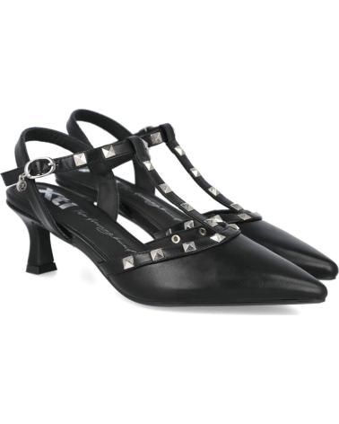 XTI ZAPATO TACÓN DESTALONADO MUJER NEGRO TACHUELAS NEGRO