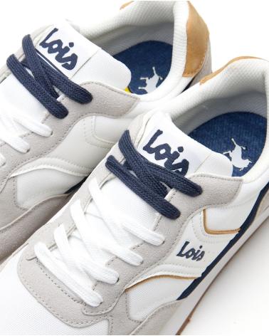 ZAPATILLAS DEPORTIVAS LOIS JEANS MODELO 64525 BLANCO Y MARINO BLANCO Y MARINO