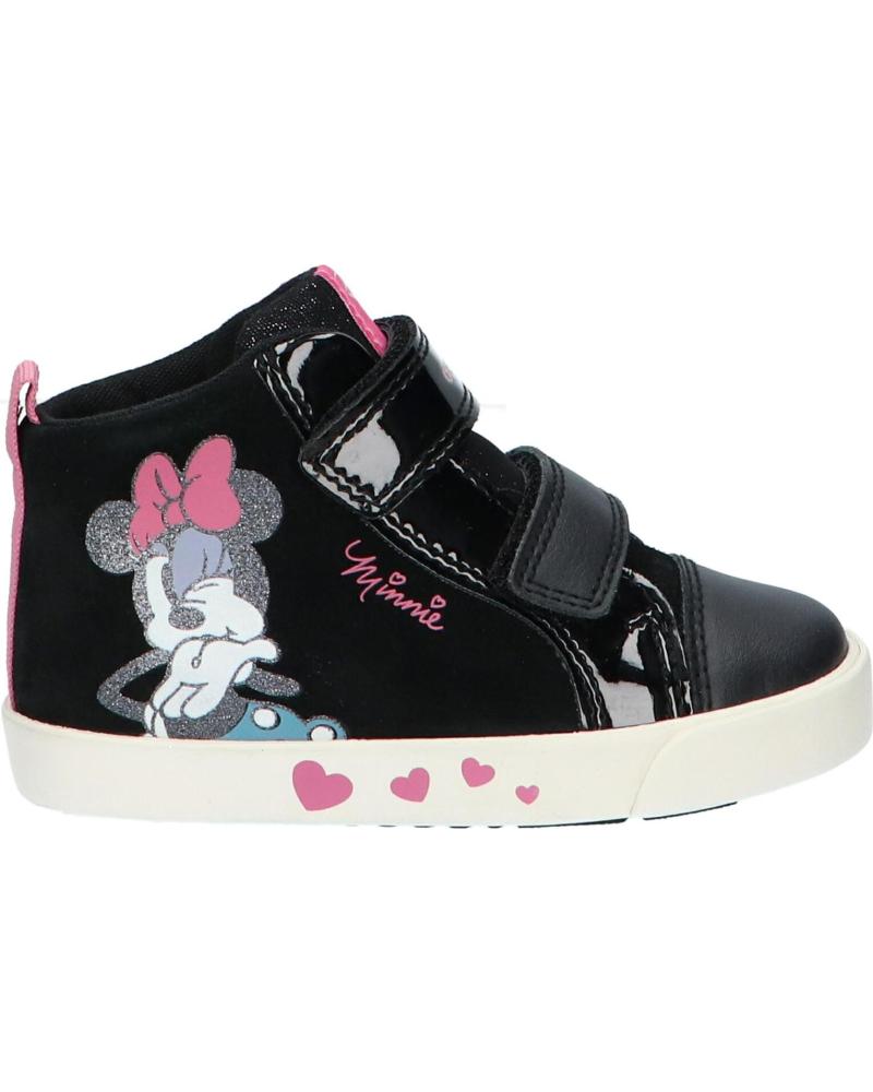 ZAPATILLAS GEOX KILWI GIRL CIERRE VELCRO NIÑA NEGRO-ROSA C9289 BLACK-OLD ROSE