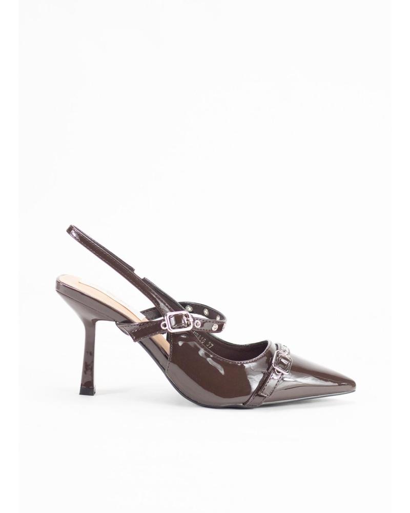 ZAPATOS DE TACÓN KESLEM MBA16 SLINGBACK CHAROL MARRÓN MARRON