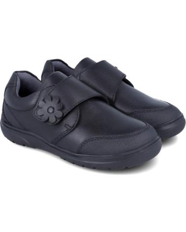 ZAPATOS ESCOLARES GARVALÍN 251706-A054 CON CIERRE VELCRO Y FLOR NEGRO