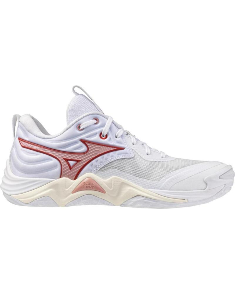 MIZUNO WAVE MOMENTUM ELITE: ZAPATILLAS BALONMANO VÓLEY MUJER BLANCO-ROJO