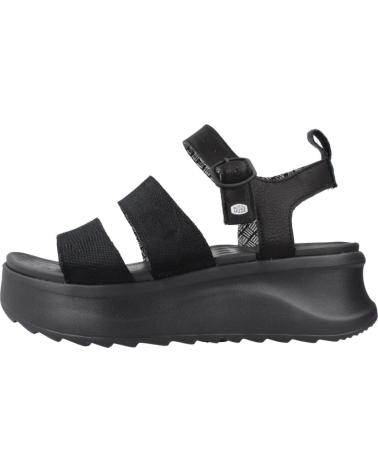 HEY DUDE DELRAY BUCKLE CLASSIC SANDALIAS PLATAFORMA MUJER NEGRAS BLACK