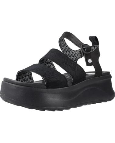 HEY DUDE DELRAY BUCKLE CLASSIC SANDALIAS PLATAFORMA MUJER NEGRAS BLACK