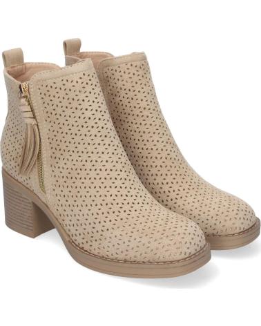 PUNTOSALAO BOTINES DE TACON BAJO CALADOS COLOR BEIGE PARA MUJER VR002 VARIOS COLORES