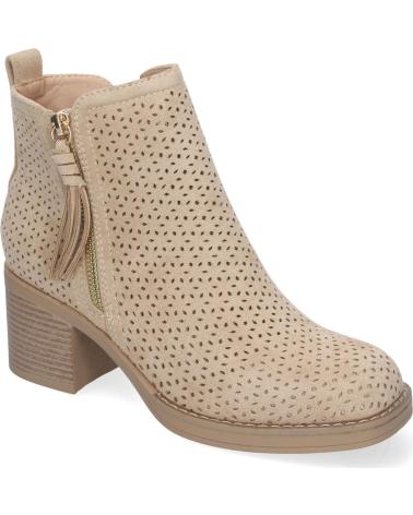 PUNTOSALAO BOTINES DE TACON BAJO CALADOS COLOR BEIGE PARA MUJER VR002 VARIOS COLORES