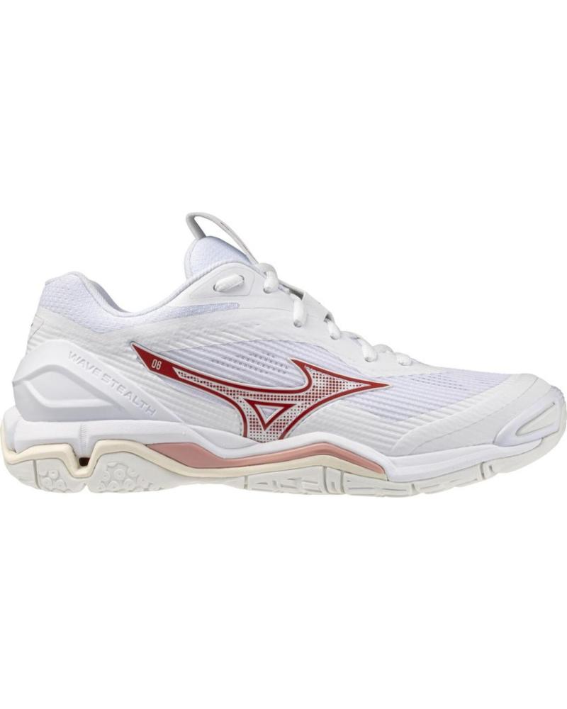 MIZUNO ZAPATILLAS WAVE STEALTH 6 BALONMANO-VOLEY-BADMINTON BLANCAS BLANCO-ROJO