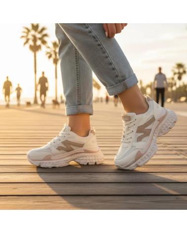 TIMBOS DEPORTIVAS MUJER MODELO 132444 BEIGE BEIGE