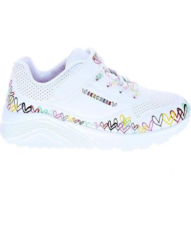 SKECHERS UNO LITE HEART CRAZE WOMEN´S WHITE SNEAKERS WITH MULTICOLOR HEARTS VARIOS COLORES