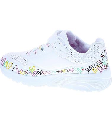 SKECHERS UNO LITE HEART CRAZE WOMEN´S WHITE SNEAKERS WITH MULTICOLOR HEARTS VARIOS COLORES
