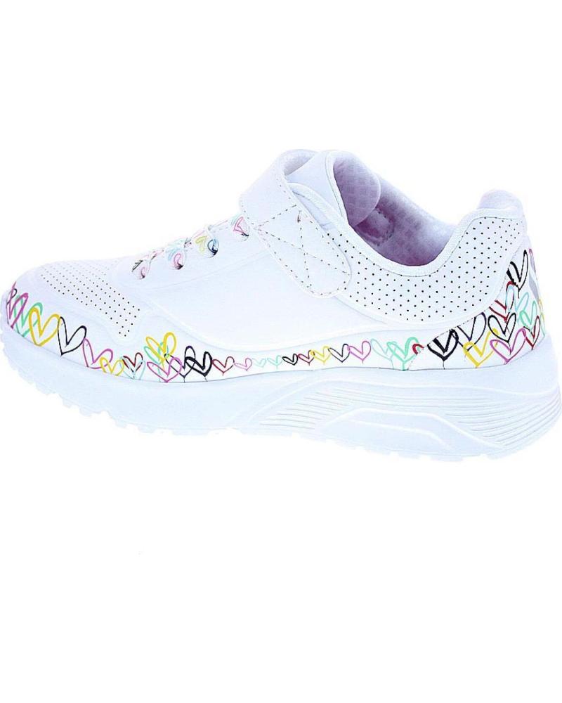 SKECHERS UNO LITE HEART CRAZE WOMEN´S WHITE SNEAKERS WITH MULTICOLOR HEARTS VARIOS COLORES