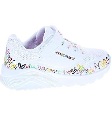 SKECHERS UNO LITE HEART CRAZE WOMEN´S WHITE SNEAKERS WITH MULTICOLOR HEARTS VARIOS COLORES