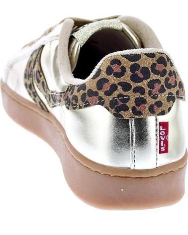 LEVIS ZAPATILLAS LEVIS SWIFT JR PARA NIÑA, COLOR DORADO CON ESTAMPADO DE LEOPARDO ORO