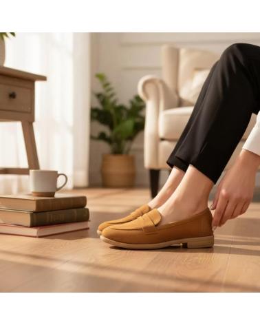 TIMBOS MOCASSINS RASOS FEMININOS TIMBOS COR CARAMELO MARRóN