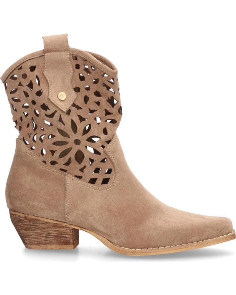 PUNTOSALAO BOTINES CAMPEROS DE MUJER PUNTOSALAO CON TACÓN MEDIO Y DETALLES CALADOS EN COLOR BEIGEE V