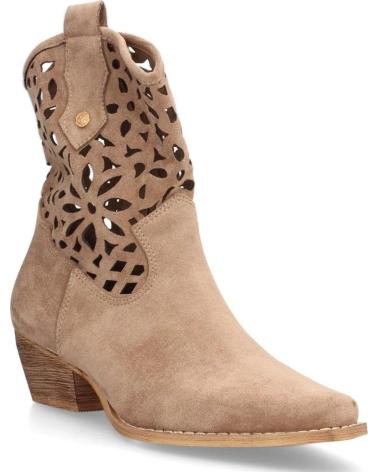 PUNTOSALAO BOTINES CAMPEROS DE MUJER PUNTOSALAO CON TACÓN MEDIO Y DETALLES CALADOS EN COLOR BEIGEE V