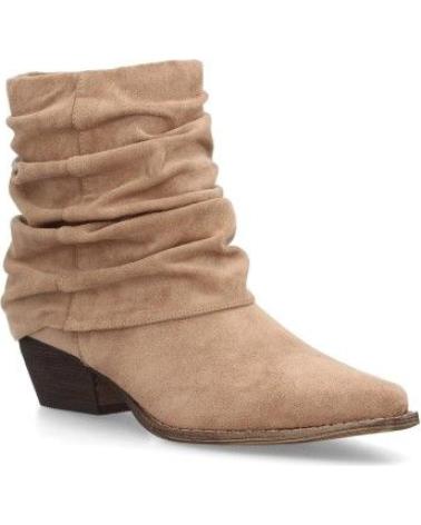 PUNTOSALAO BOTINES DE MUJER PUNTOSALAO DE TACÓN MEDIO CON CAÑA ARRUGADA, COLOR KAKI, MODELO A-2509 A-