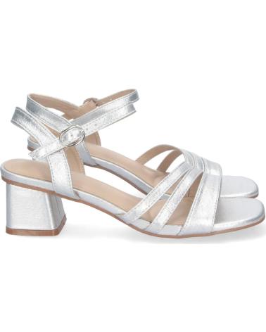 PUNTOSALAO SANDALIAS DE FIESTA PLATEADAS PUNTOSALAO PARA MUJER, TACÓN MEDIO CÓMODORA 