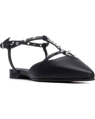 REFRESH BALLERINE DONNA REFRESH NERO CON CINTURINI E BORCHIE NEGRO