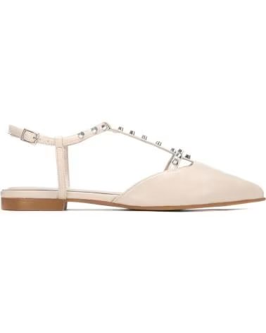 REFRESH BAILARINAS REFRESH 175070 BEIGE CON T-STRAP Y ADORNOS BEIGE