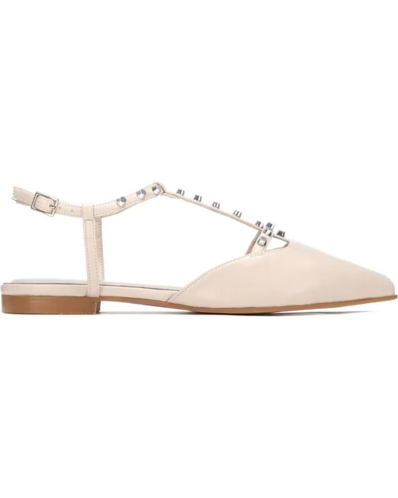 REFRESH BAILARINAS REFRESH 175070 BEIGE CON T-STRAP Y ADORNOS BEIGE