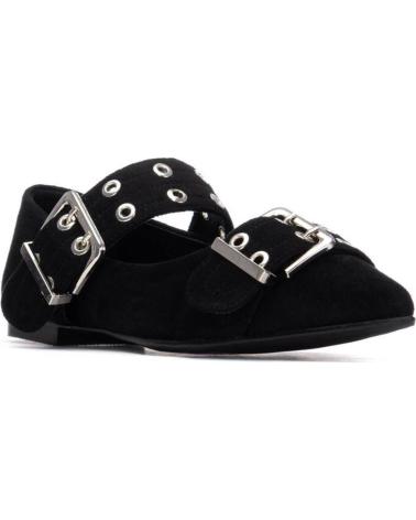 REFRESH BAILARINAS NEGRAS CON DOBLE HEBILLA Y TACHUELAS NEGRO