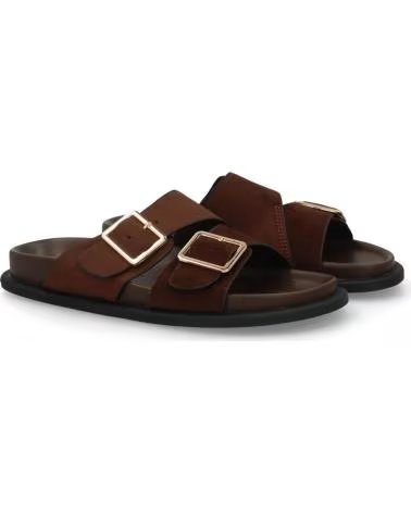 SPORT3PUNTO0 SANDALIAS DE CUERO MARRÓN CON DOBLE HEBILLA VARIOS COLORES