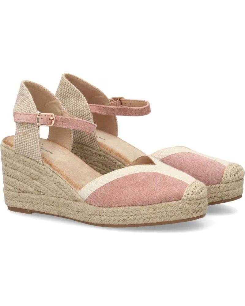 SPORT3PUNTO0 ESPADRILLES CUÑA MUJER ROSA Y BEIGE CON TIRA AL TOBILLO VARIOS COLORES