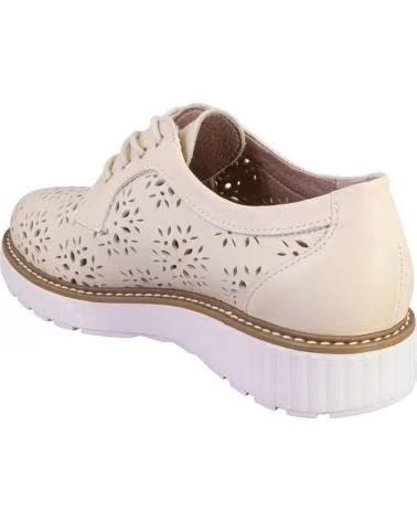 PITILLOS ZAPATOS PITILLOS 11081 DE PIEL CON CORDONES PARA MUJER CREMA