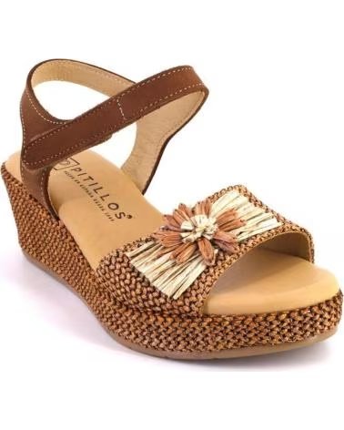PITILLOS SANDALIAS DE CUÑA DE CUERO PARA MUJER CUERO