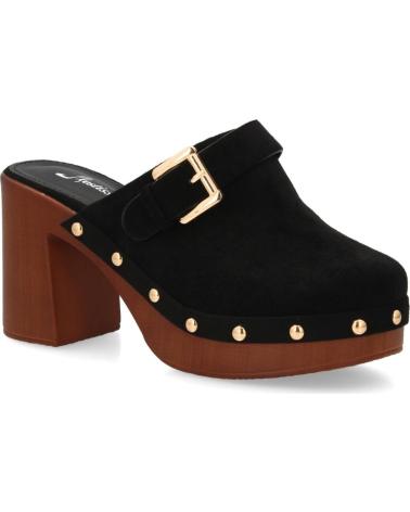 SPORT3PUNTO0 ZUECOS DE TACÓN ALTO NEGROS CON TACHUELAS Y HEBILLA DORADA VARIOS COLORES