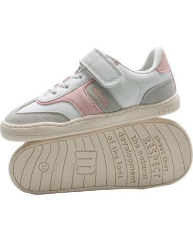 MTNG ZAPATILLAS MUSTANG BAREFOOT PARA NIÑO, ESTILO CASUAL, BLANCO Y ROSA BLANCO-ROSA