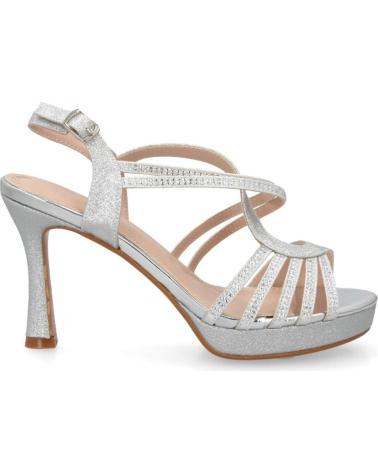 PUNTOSALAO SANDALIAS PLATEADAS DE MUJER CON TIRAS FINAS Y TACÓN FINO MUJ