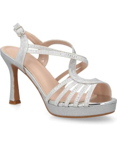 PUNTOSALAO SANDALIAS PLATEADAS DE MUJER CON TIRAS FINAS Y TACÓN FINO MUJ