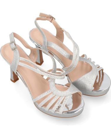 PUNTOSALAO SANDALIAS PLATEADAS DE MUJER CON TIRAS FINAS Y TACÓN FINO MUJ
