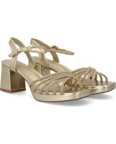 PUNTOSALAO SANDALIAS DORADAS DE MUJER CON TACÓN ANCHO Y PALA TRENZADANZA