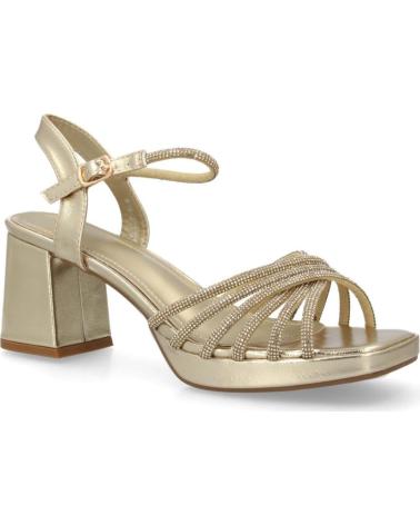 PUNTOSALAO SANDALIAS DORADAS DE MUJER CON TACÓN ANCHO Y PALA TRENZADANZA