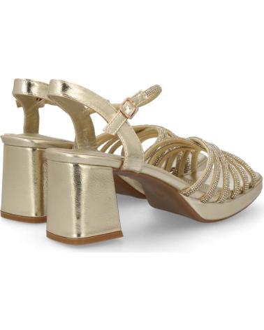 PUNTOSALAO SANDALIAS DORADAS DE MUJER CON TACÓN ANCHO Y PALA TRENZADANZA