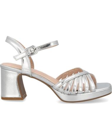 PUNTOSALAO SANDALIAS DE FIESTA PLATEADAS DE TACÓN ANCHO CON PALA TRENZADA PARA MUJER TRE