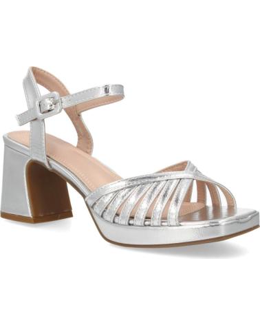 PUNTOSALAO SANDALIAS DE FIESTA PLATEADAS DE TACÓN ANCHO CON PALA TRENZADA PARA MUJER TRE