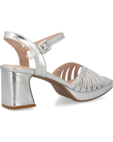 PUNTOSALAO SANDALIAS DE FIESTA PLATEADAS DE TACÓN ANCHO CON PALA TRENZADA PARA MUJER TRE