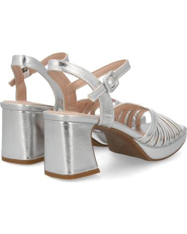 PUNTOSALAO SANDALIAS DE FIESTA PLATEADAS DE TACÓN ANCHO CON PALA TRENZADA PARA MUJER TRE