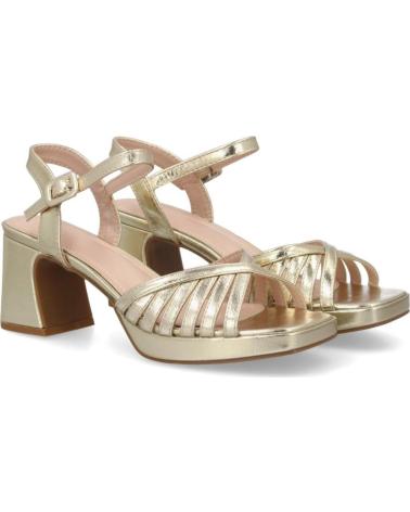 PUNTOSALAO SANDALIAS DORADAS DE MUJER CON TACÓN ANCHO Y PALA TRENZADANZA